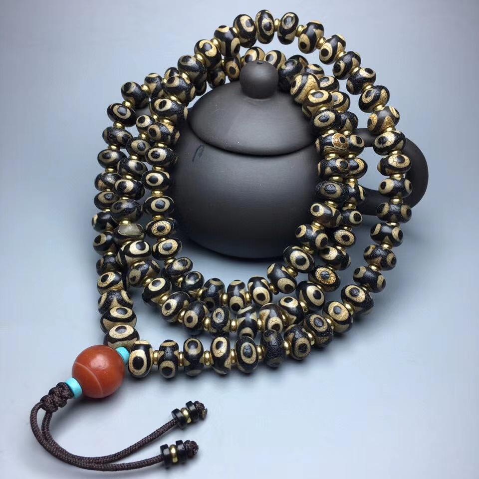 批发玛瑙108颗风化三眼天珠手串项链复古式民族风天珠念珠毛衣链