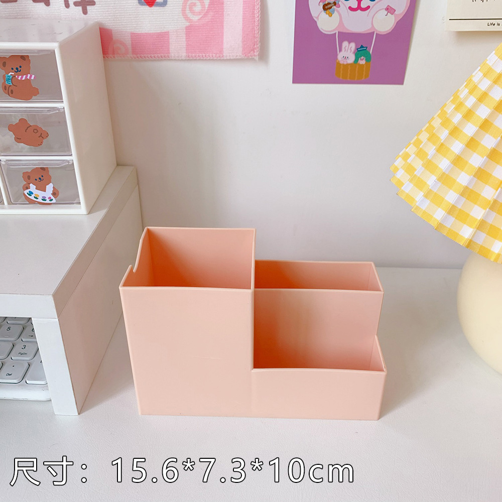 Girl Heart Stationery Multi-Functional Mini Storage Bucket Non-Printed Style Grid Pen Holder Desktop Sundries White Storage Box