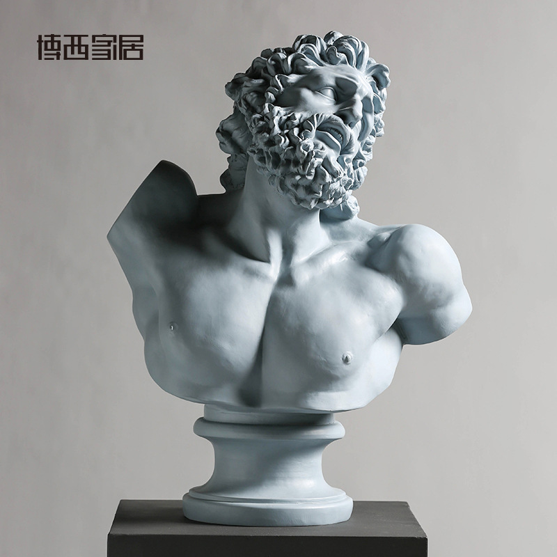 博西家居 设计师款美术馆半身像拉奥孔头像树脂摆件软装饰工艺品