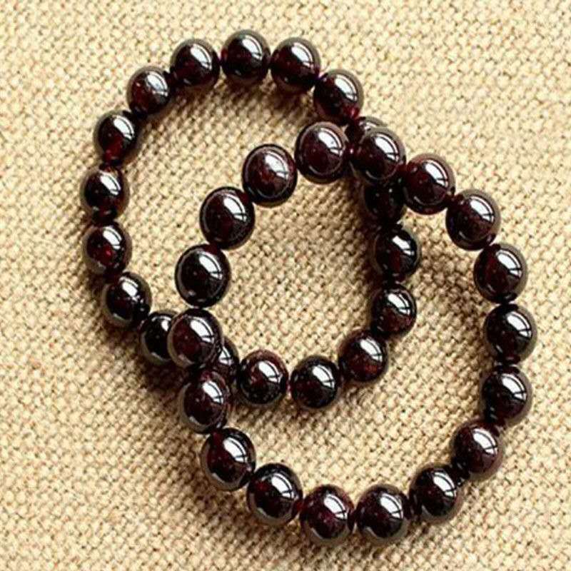 深酒红黑色石榴石手链男女士款 巴西石榴石单圈手串饰品