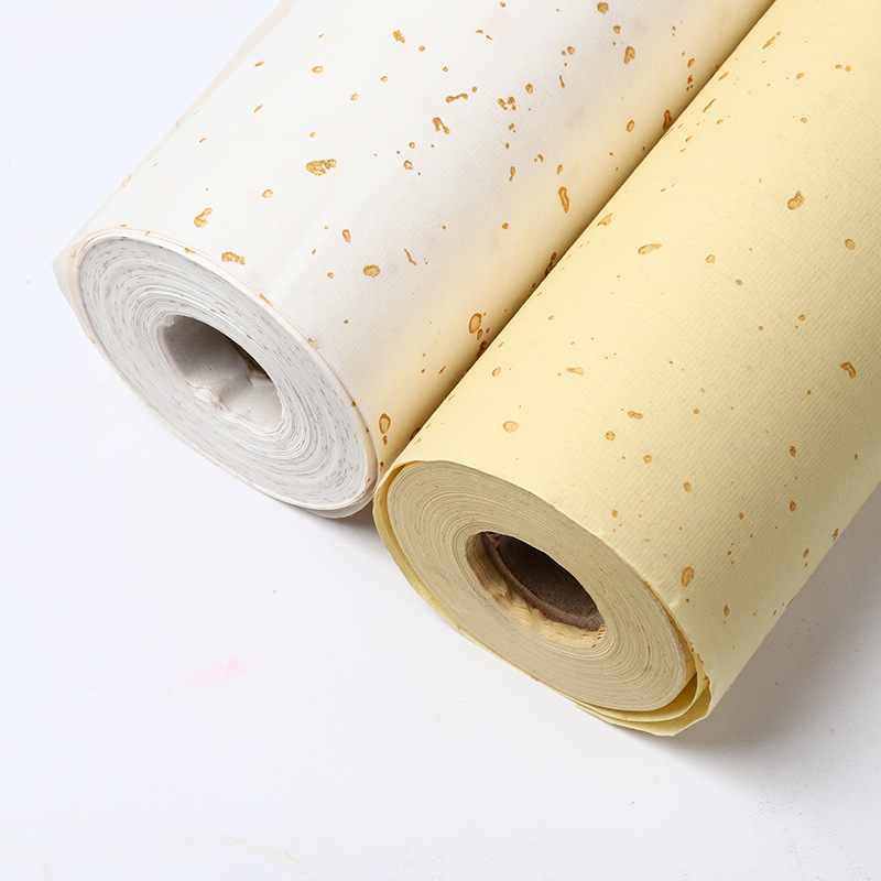 宣纸冷金长卷23宽34宽50宽68宽练习宣纸仿古色米黄色书法练习宣纸