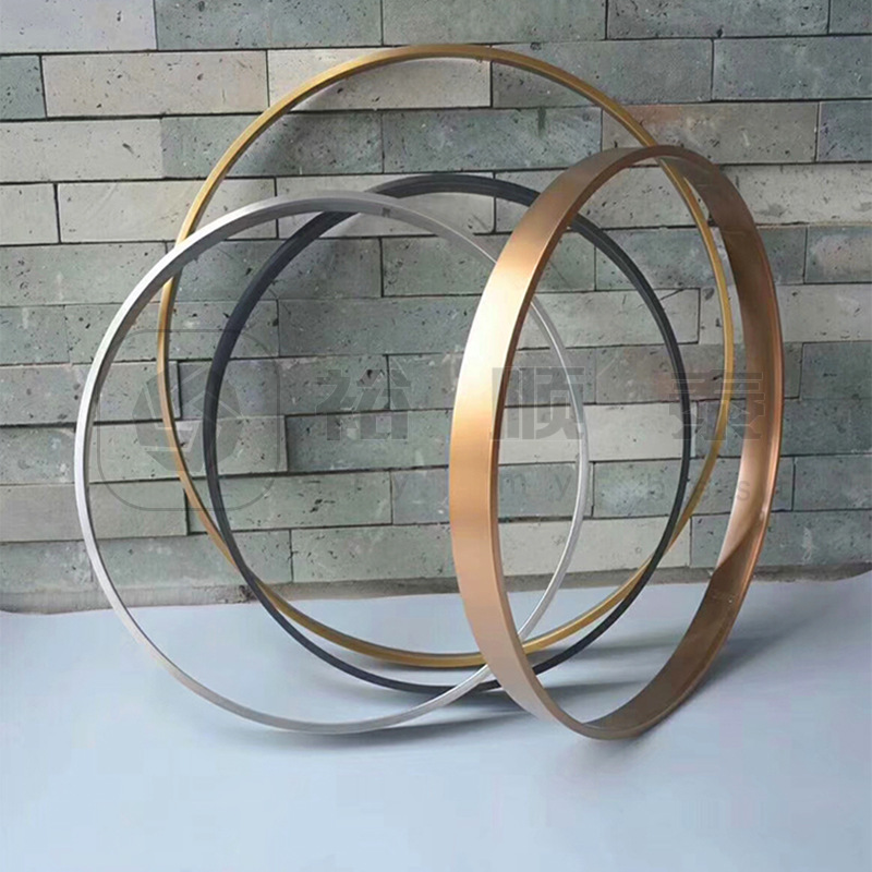 不锈钢圆框定制外框新中式装饰圆形画框黑钛金色异形金属相框镜框