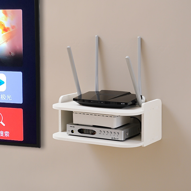 电视机顶盒置物架免打孔墙壁挂架客厅路由器wifi收纳盒子卧室装饰