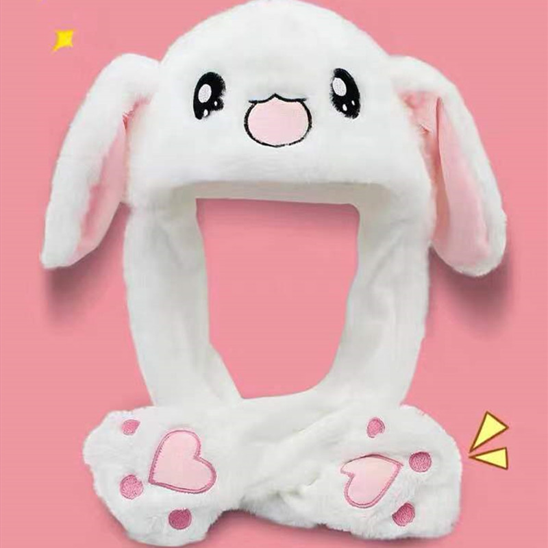 发光兔耳朵会动兔兔帽子网红抖音同款毛绒兔子帽保暖新款长耳童帽