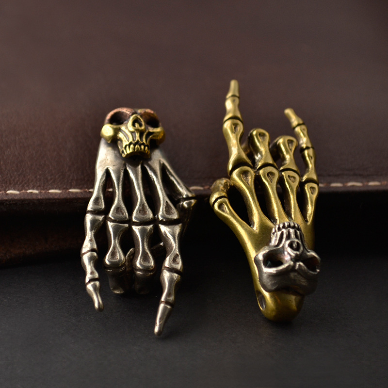 复古个性创意diy配件纯铜五金配件朋克机车风骷髅手鬼爪挂件吊坠