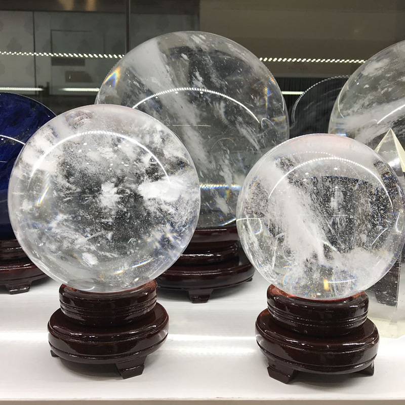 厂家直销白水晶熔炼球水晶原石人造水晶风水摆件镇宅招财礼品