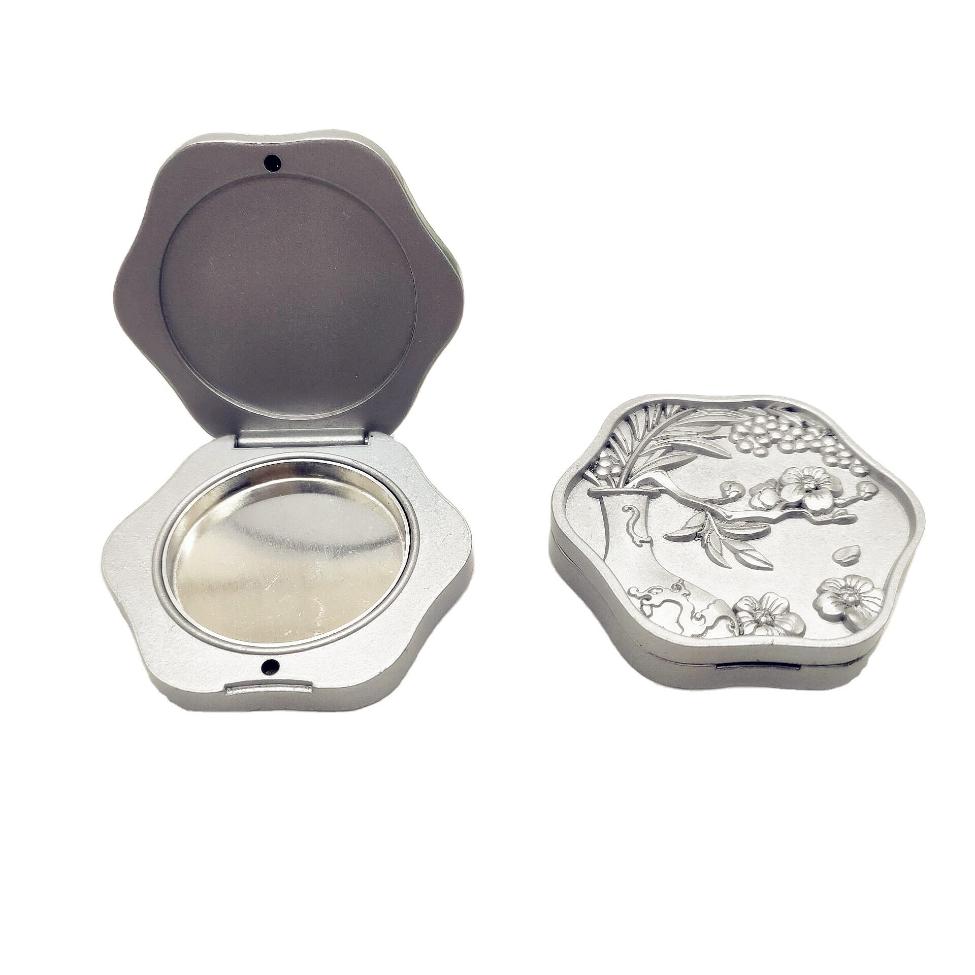 新款热销女士固体金属香膏盒 锌合金香膏盒 化妆品香水盒可配铝碟