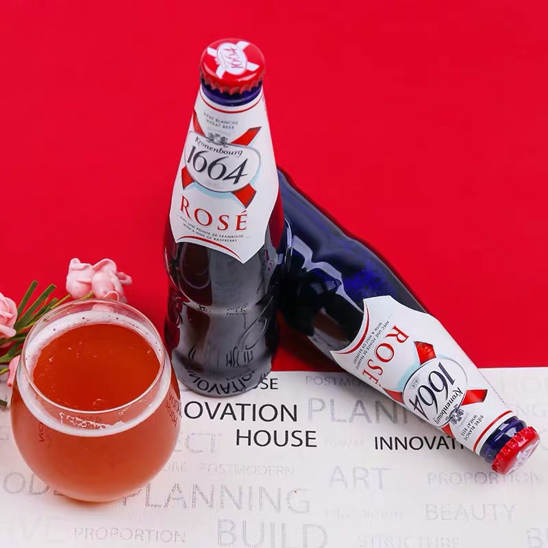 国产1664桃红啤酒330ml*24瓶装小麦果味啤酒 整箱