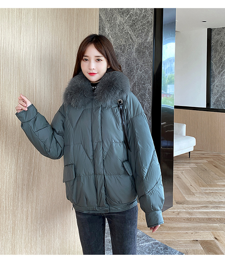 外贸可拆大毛领棉服短款棉衣女宽松加厚面包服新款小棉袄韩版外套