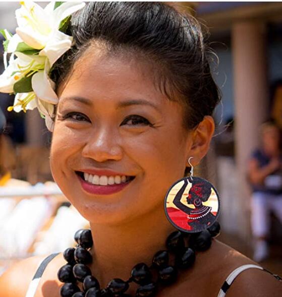 非洲印刷夸张亚马逊速卖通爆款木头耳环耳饰black girl earring