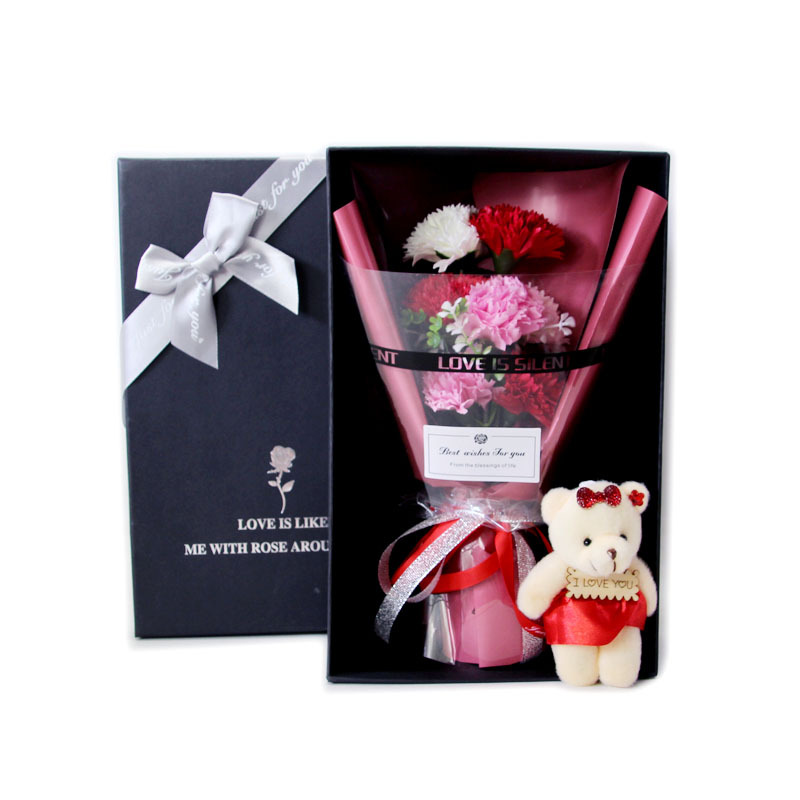 新礼物教师节创意花束7朵康乃馨花束玫瑰香皂花公司赠品礼盒套装