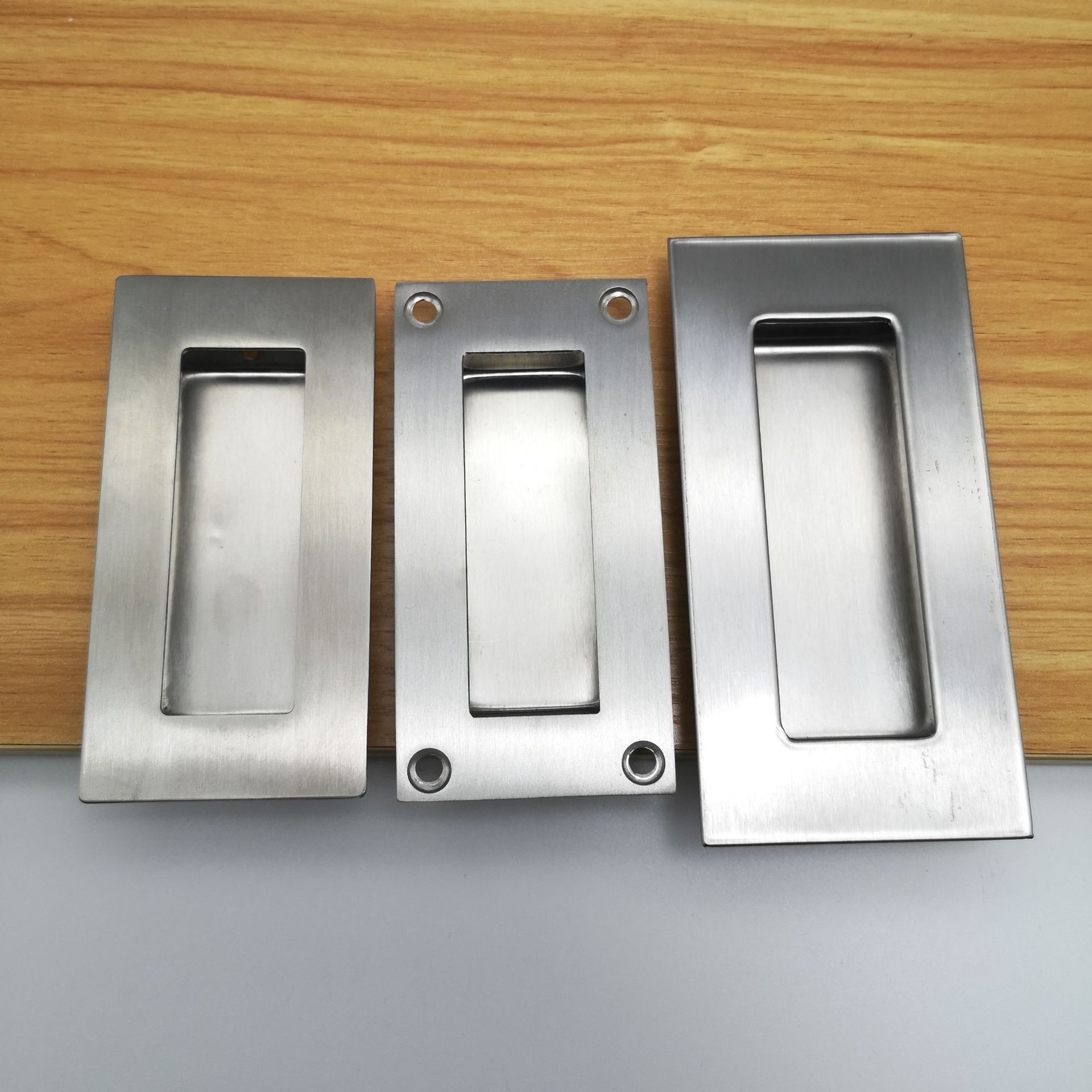 不锈钢平面暗拉手 不锈钢柜门趟门拉手方椭圆平面铁柜门拉手