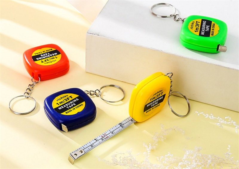 便携式迷你小钢卷尺1m拉尺带钥匙扣绘图测量米尺1米不锈钢小尺子