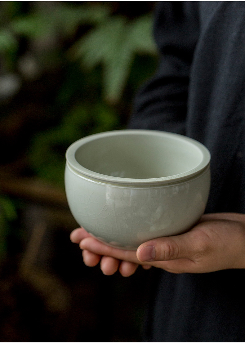 景德镇草木灰釉建水 仿古釉日式小茶洗 水洗 功夫茶具 茶道零配