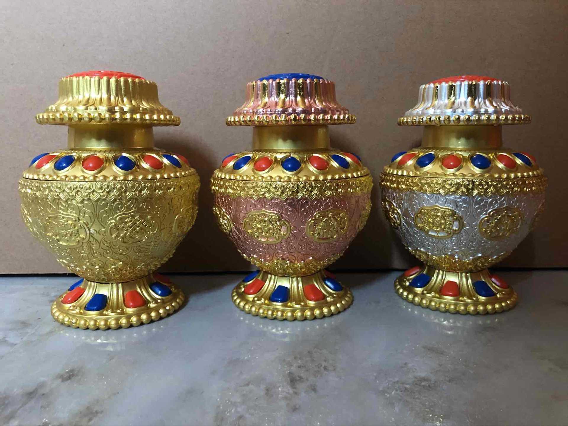 藏传佛教密宗合金八吉祥宝瓶摩尼宝瓶财神宝瓶可装藏礼佛摆件大号