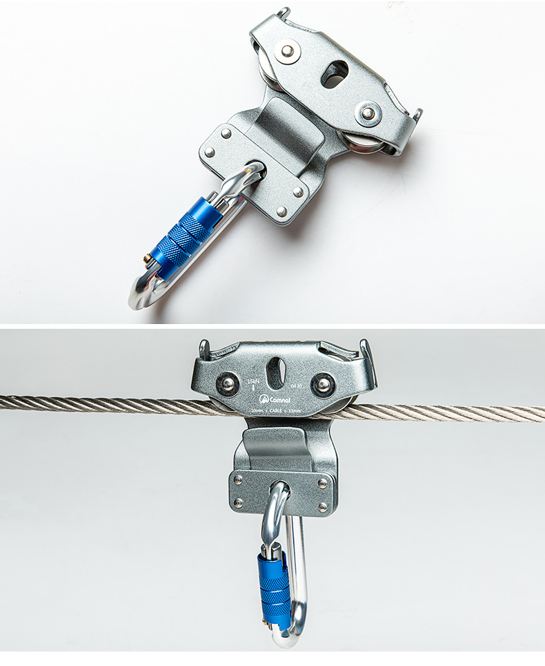 坎乐户外钢缆溜索滑轮丛林飞跃穿越探险双滑轮横渡索道救援滑轮组