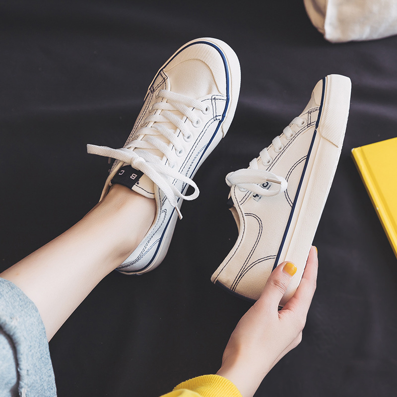 Women's Canvas Shoes Ins Fashionable 2023 Spring and Summer New Student Korean Style Ulzzang Sneakers Chic Elegant White Shoes