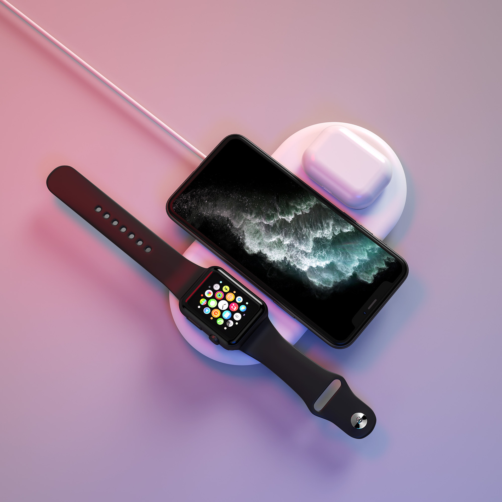 miq厂家直销跨境爆款适用苹果iwatch54321磁吸usb手表无线充电器