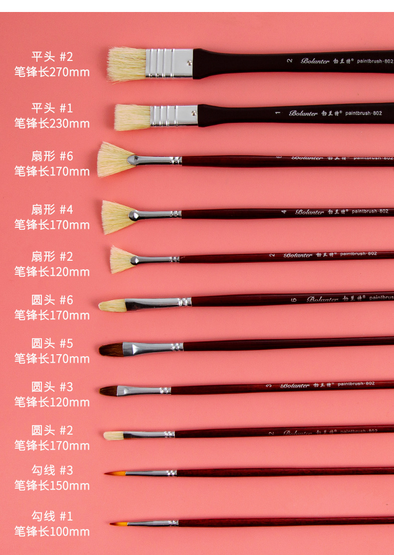 勃兰特艺考画笔套装11支联考画笔集训画笔套装水粉笔油画丙烯画笔