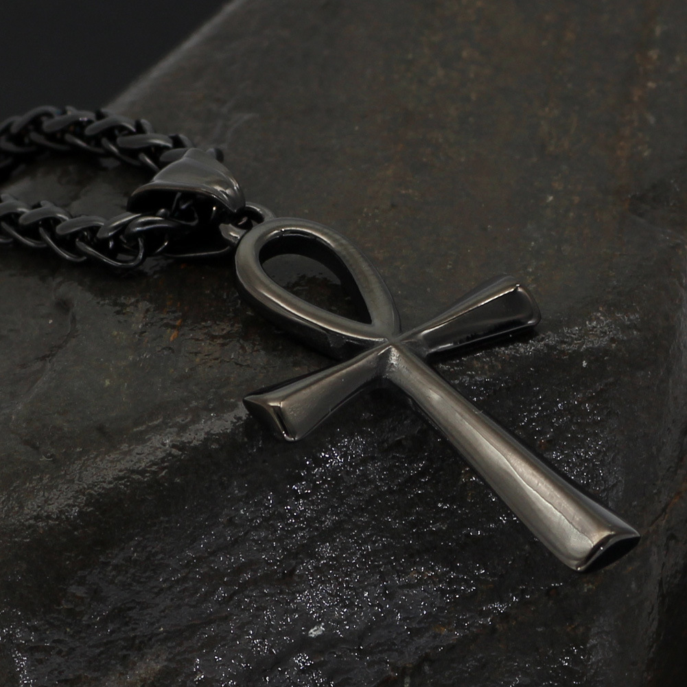 跨境热销 简约时尚安卡十字架古埃及生命之符吊坠不锈钢饰品