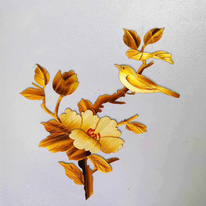 麦秸秆芦苇画手工艺术品贴片diy家具门窗加工制作点缀可移植粘贴