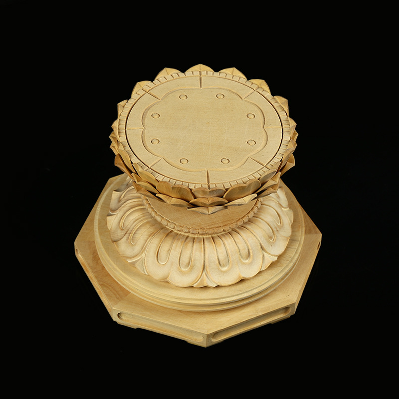 小叶黄杨木雕刻 八角须弥莲花座 佛堂摆件 神像佛像 奇花异石底座