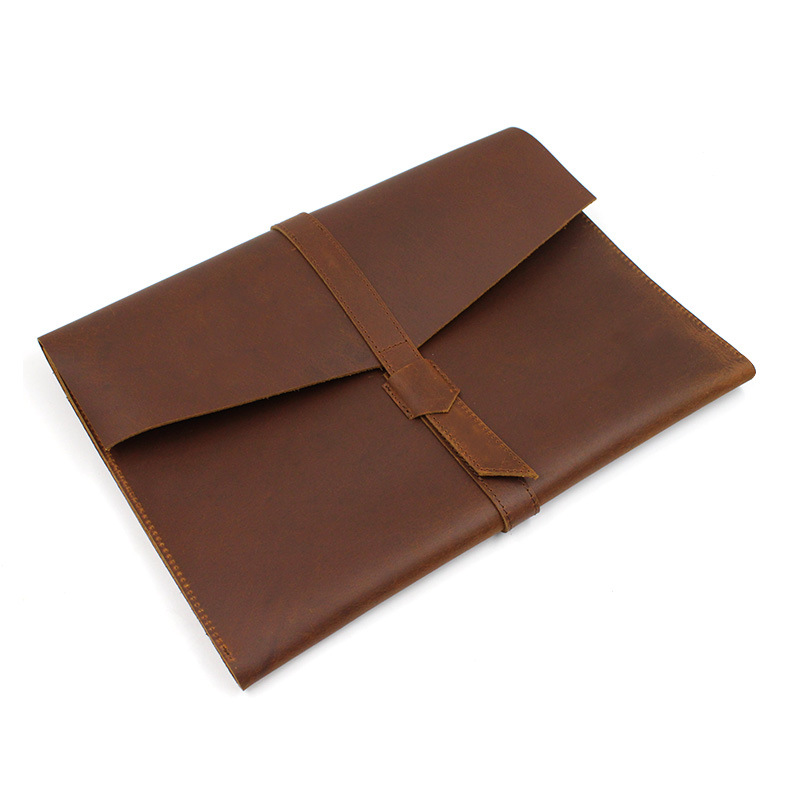 牛皮真皮a4文件袋 复古疯马真皮公文袋公文包 可印logo礼品文件袋