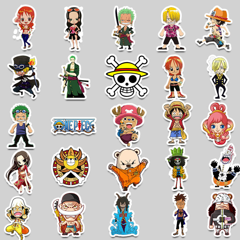 50张海贼王贴纸外贸热销日漫涂鸦one piece卡通行李箱拉杆箱贴纸