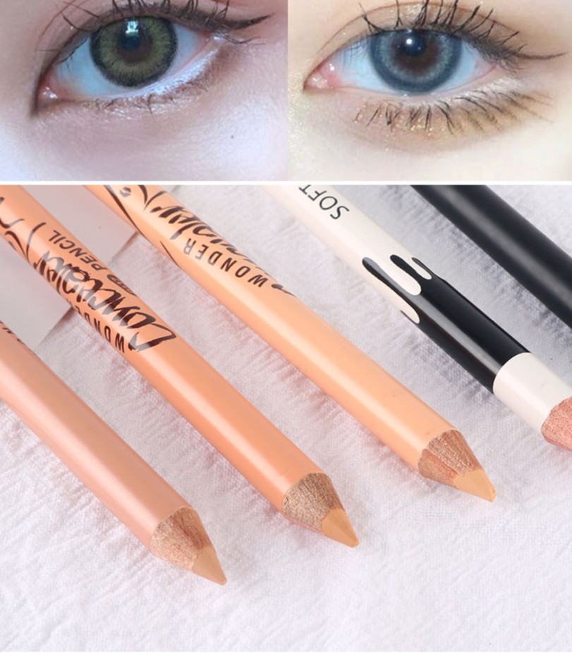 美诺白色眼线笔下眼睑不晕染眼线胶笔遮瑕卧蚕5支装送削笔刀