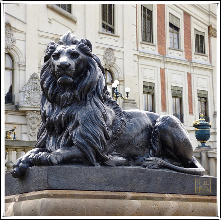 狮子铜像厂家制作园林铜狮雕塑 河北铜雕厂家制作公园狮子雕塑