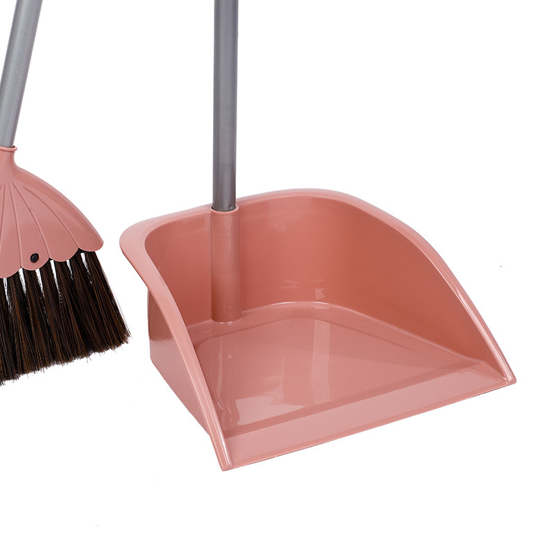 Stainless Steel Tube Soft Wool Plastic Cleaning Floor Broom Source Factory Household Cleaning Broom Dustpan Set 0678