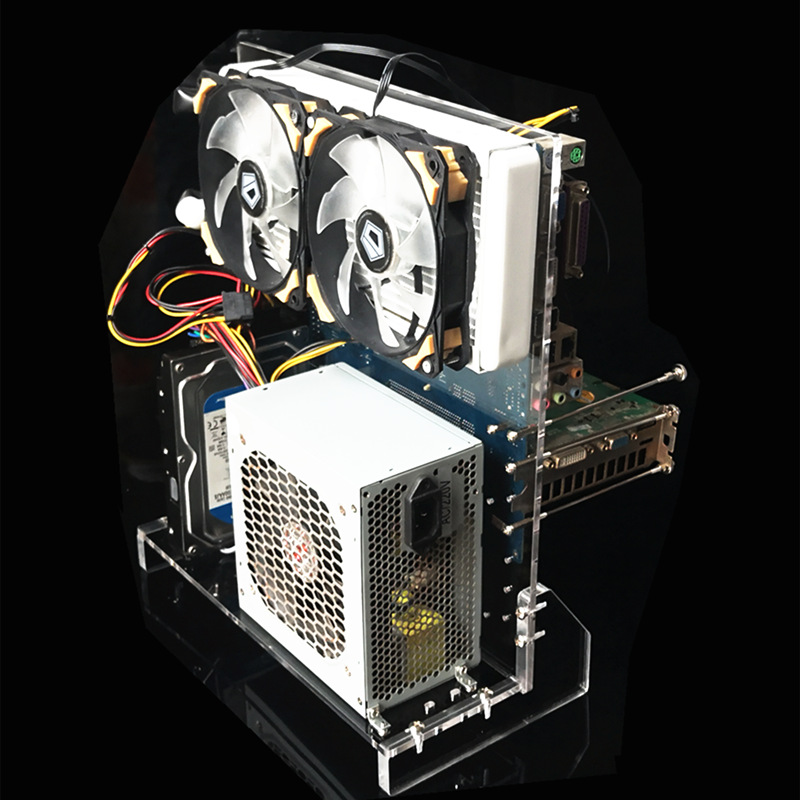 电脑机箱透明亚克力电玩主板diy改装开放支架水冷立式裸奔机架atx
