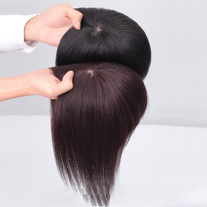头顶补发片女遮白发假发片真发补发顶增发量递针补发块女工厂批发
