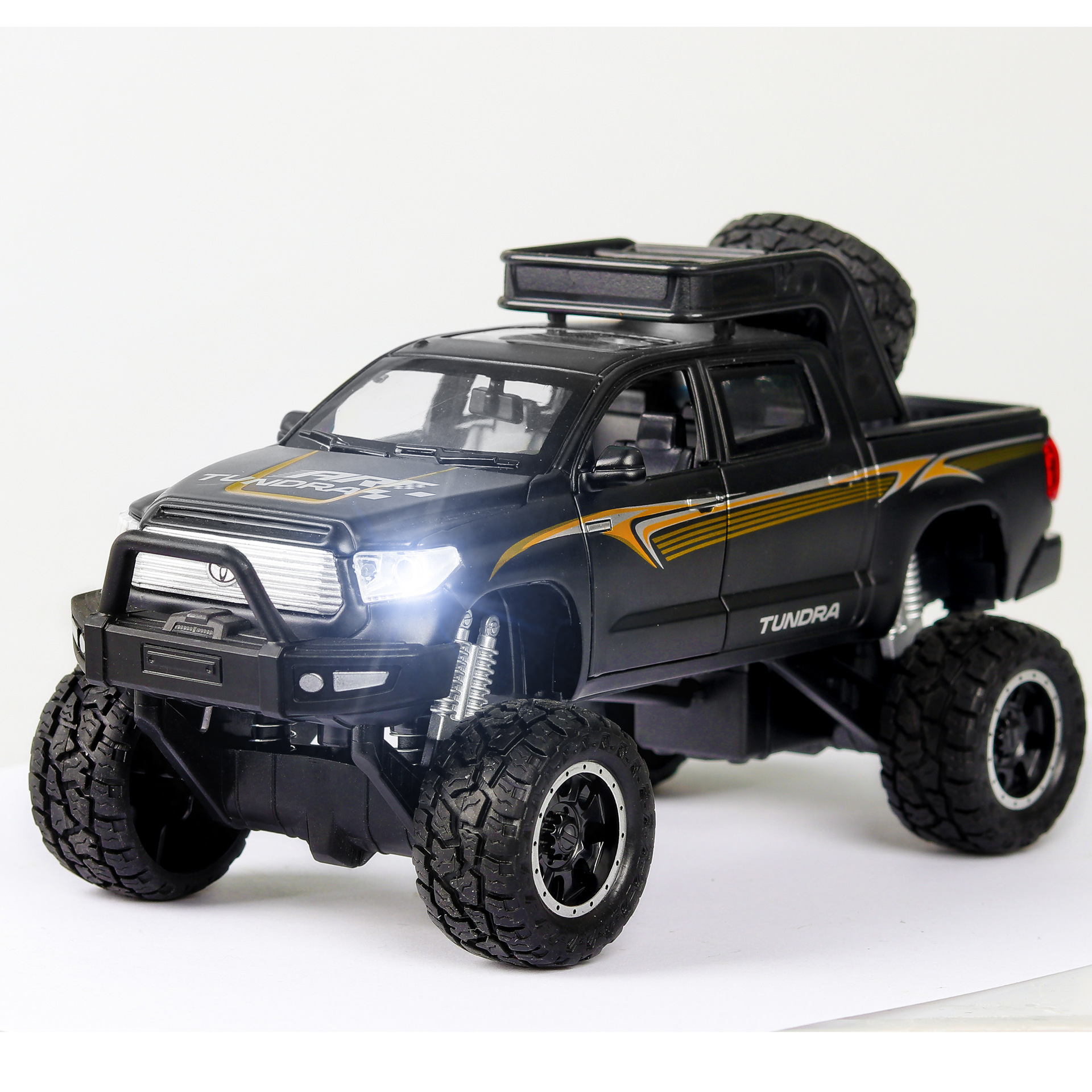 嘉业坦途皮卡大轮仿真1比32合金越野车模型带声光儿童玩具(盒装