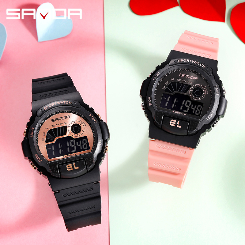 三达tj单机芯手表男女学生时尚多功能电子手表防水夜光男电子腕表