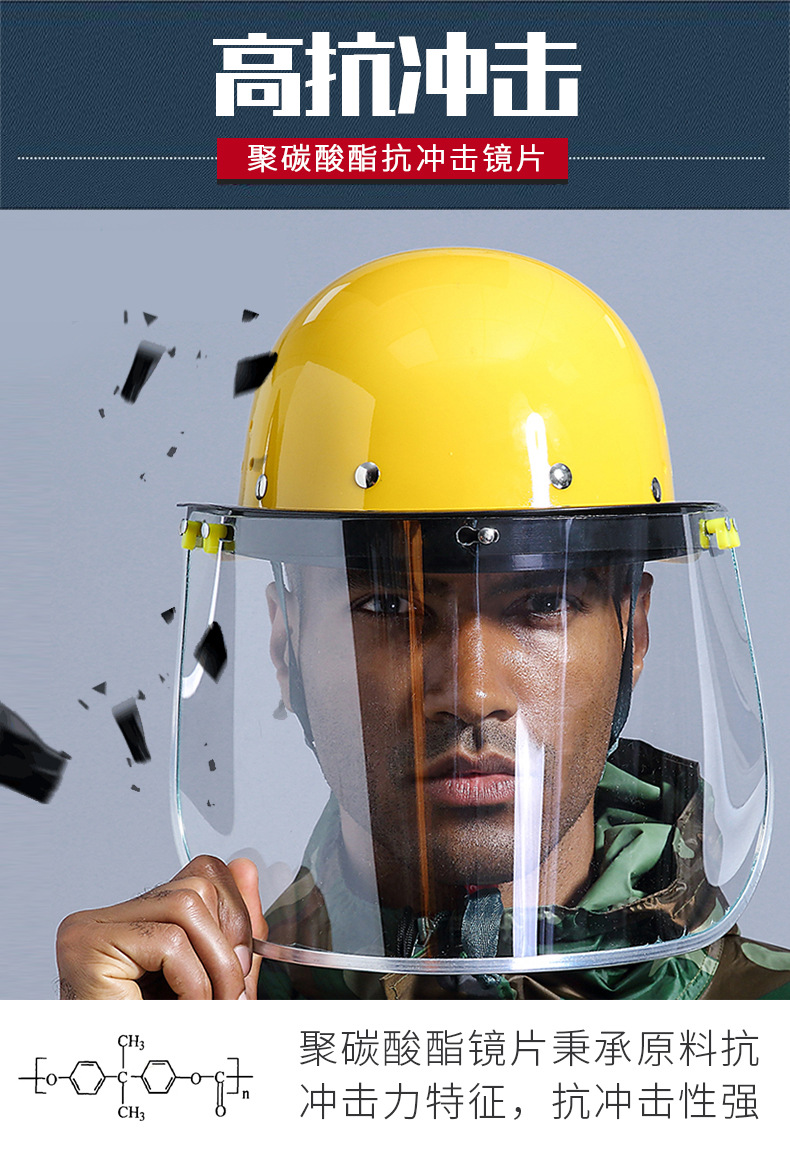 透明防护面罩安帽面屏电焊打磨防冲击耐高温防飞溅安防尘面具