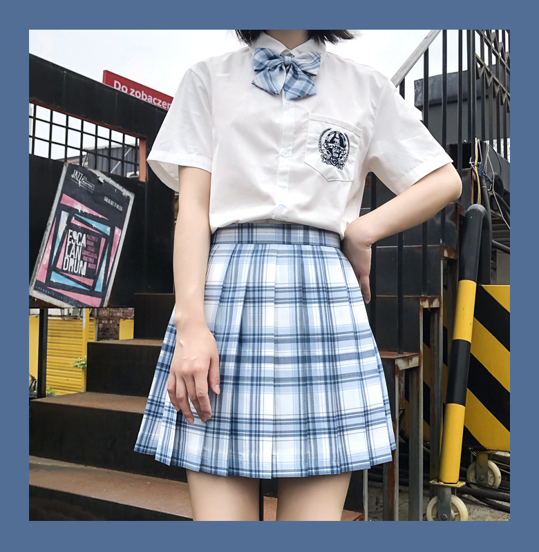 不死川日系jk制服格裙套装百褶裙学院风高腰格子裙短裙星月豚骨