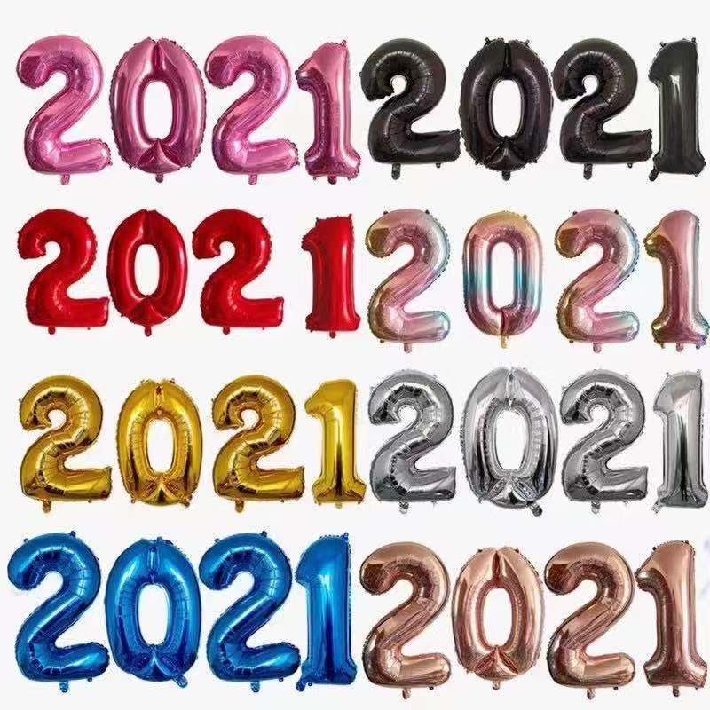 2021数字气球铝膜气球16寸32寸40寸新年派对晚会装饰布置气球定制