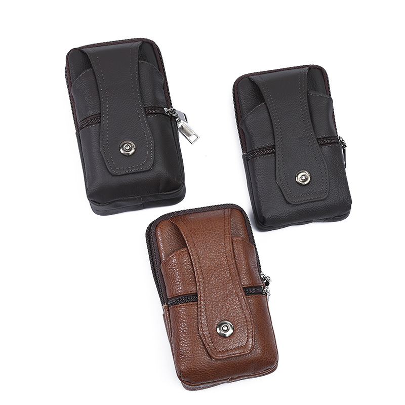 Factory Wholesale Waist Bag New Leather Phone Bag Men's Multi-Functional Leather Belt Mobile Phone Case Crossbody Mobile Phone Bag Gift