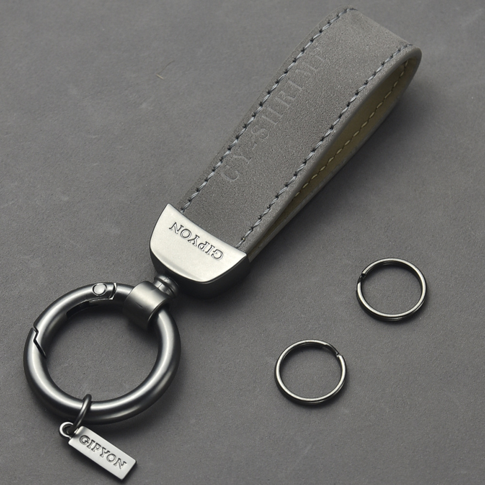 Car Key Ring Pendant Genuine Leather Key Chain Women's Metal Ring Key Ring Men's Small Gift Logo