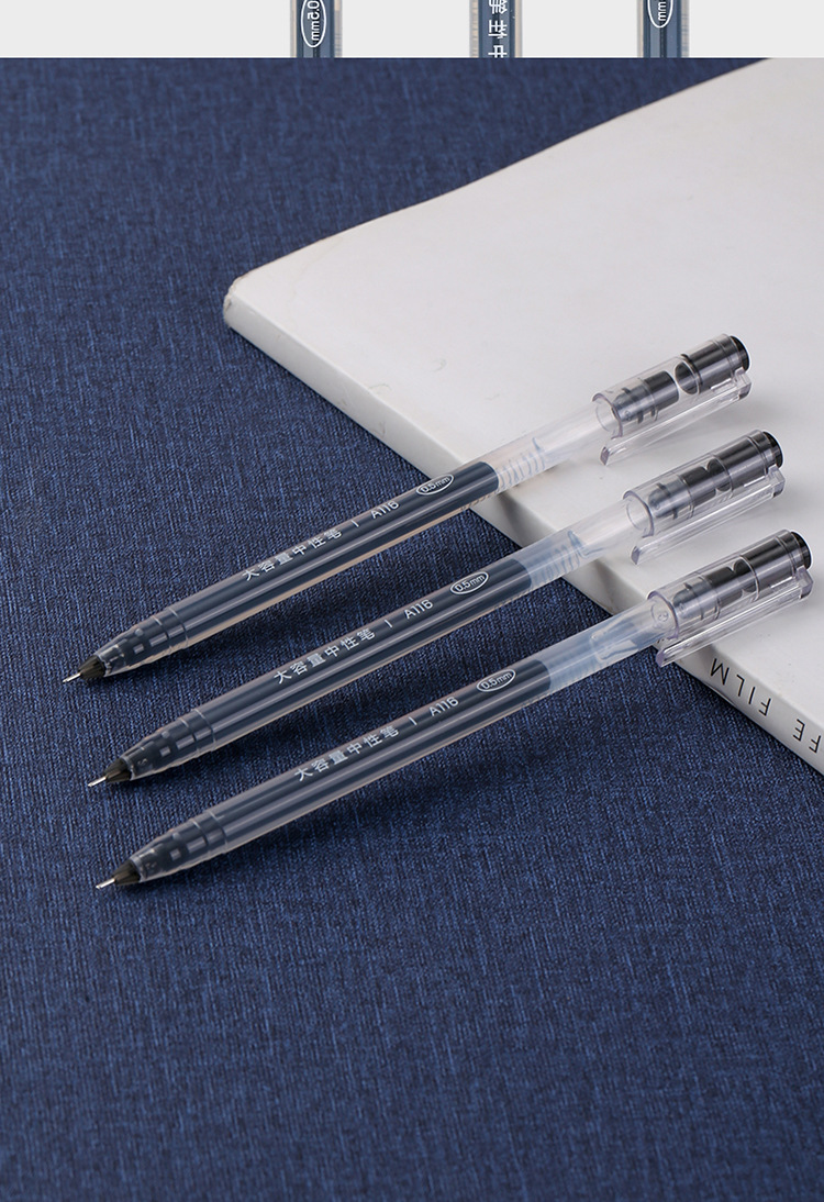 得力a116大容量书写0.5mm全针管中性笔 一次性水笔签字笔黑色红