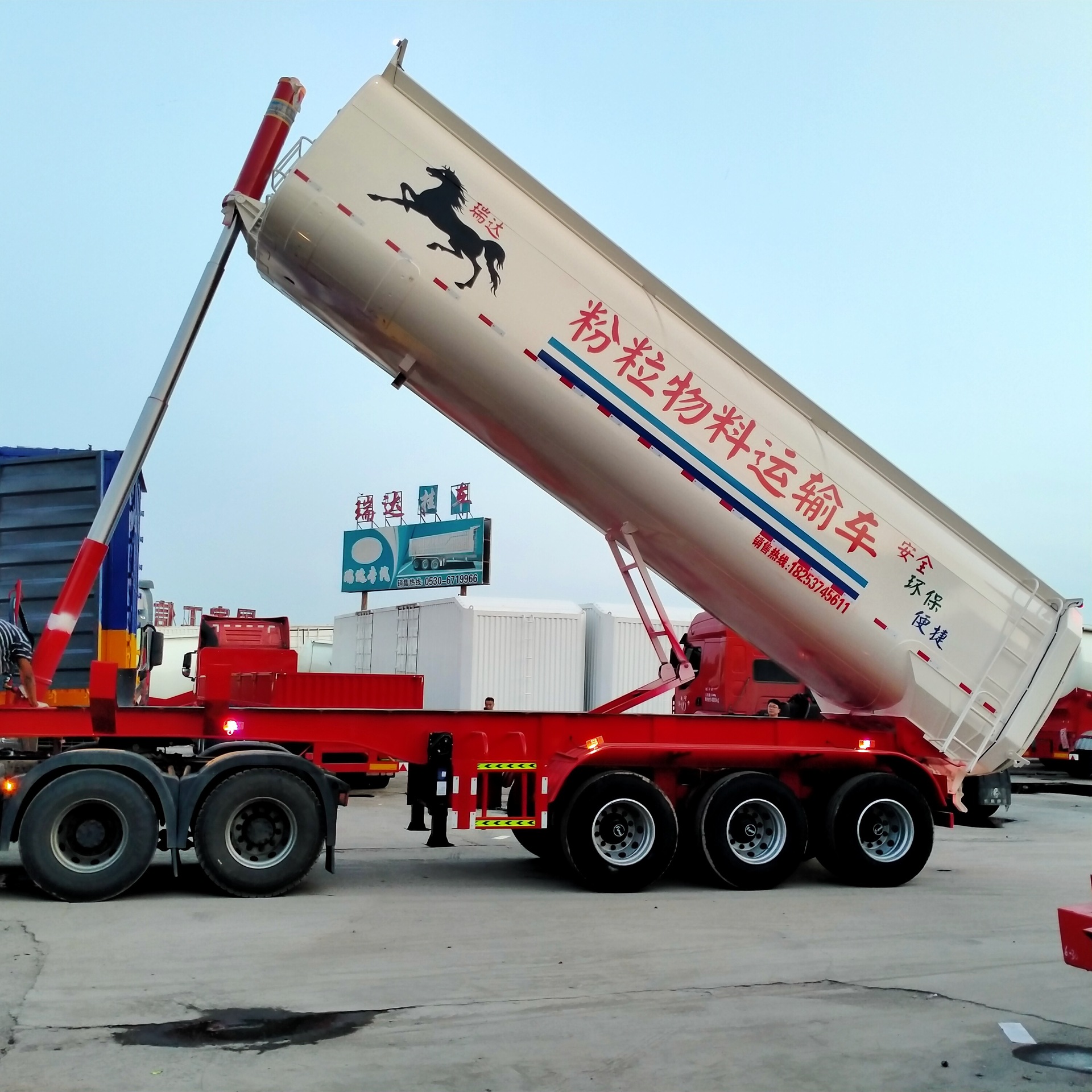 订做新款9米u型后翻自卸半挂车粉粒物料运输车污泥后翻自卸车