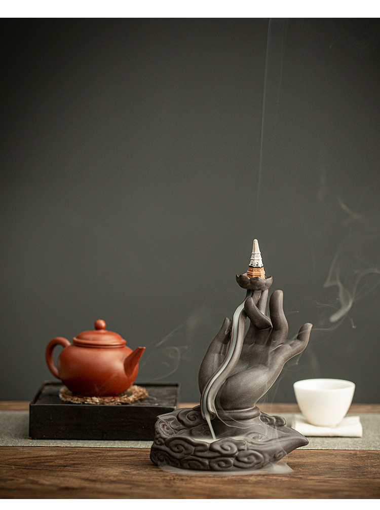 佛手倒流香炉摆件家用招财镇宅檀香禅意茶道创意香薰炉室内回流香