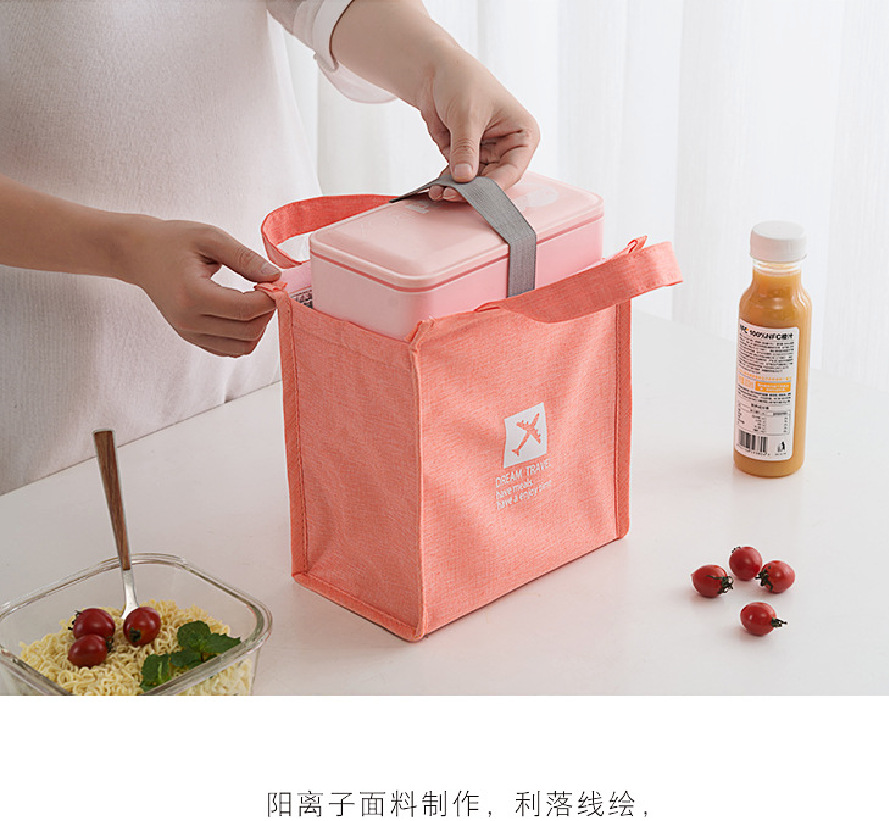 Korean Style Lunch Portable Lunch Bag Simple Fashion All-Match Ice Pack Waterproof Insulation Bag White Collar Student with Rice