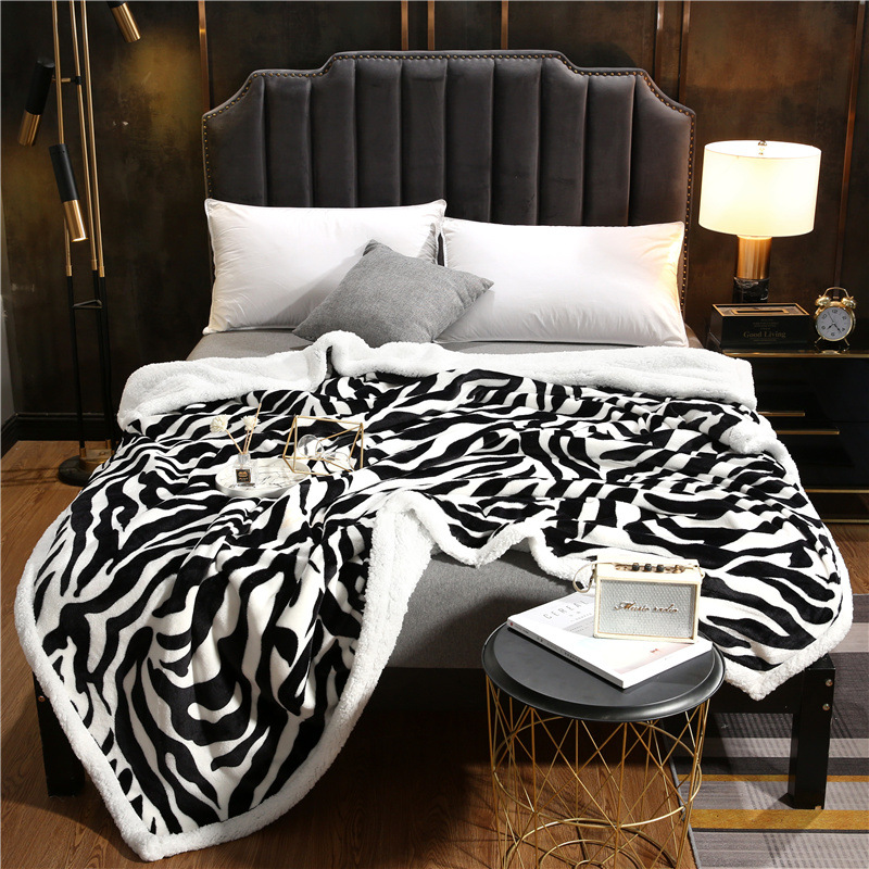 2020 Winter Cross-Border New Flannel Double-Layer Lambswool Blanket Leopard Series Thickened Composite Sofa Blanket