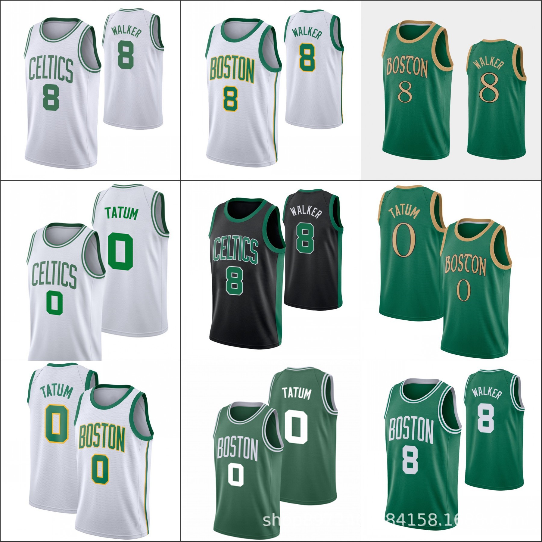 nba球衣批发 凯尔特人队0号塔图姆 34号 8号沃克刺绣篮球球衣