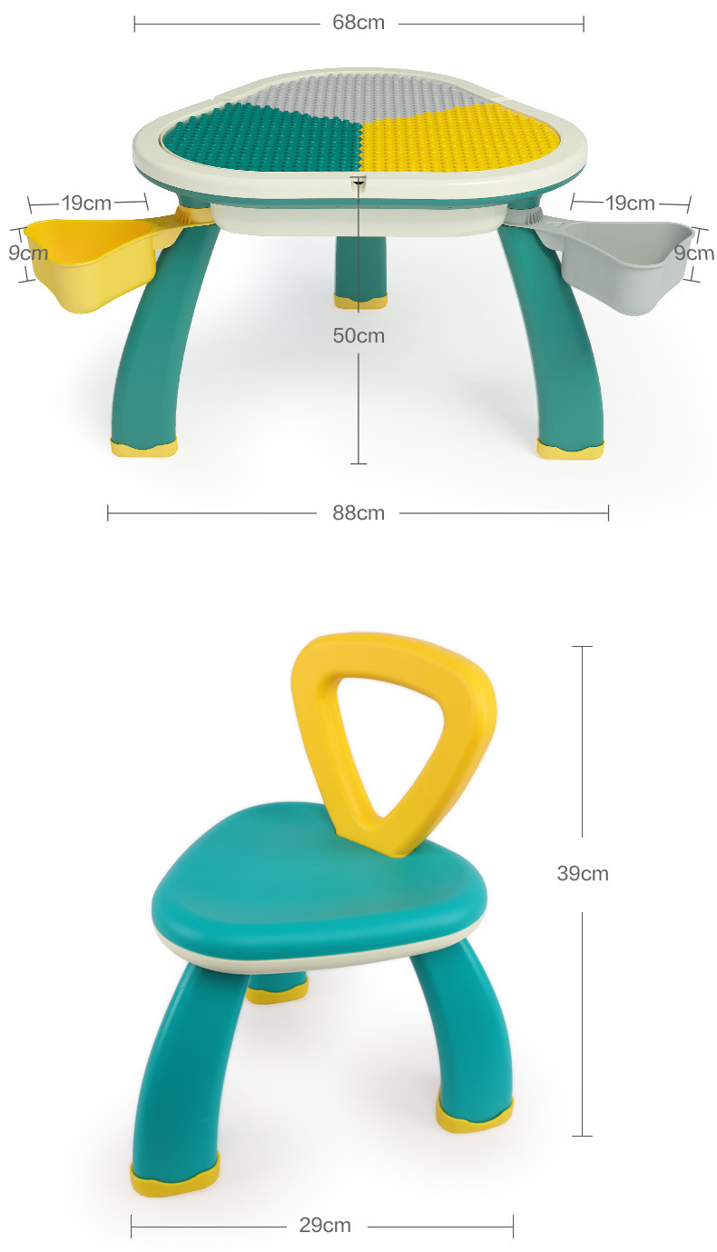 铭塔儿童大颗粒多功能积木桌宝宝拼装益智玩具台男女孩游戏学习桌