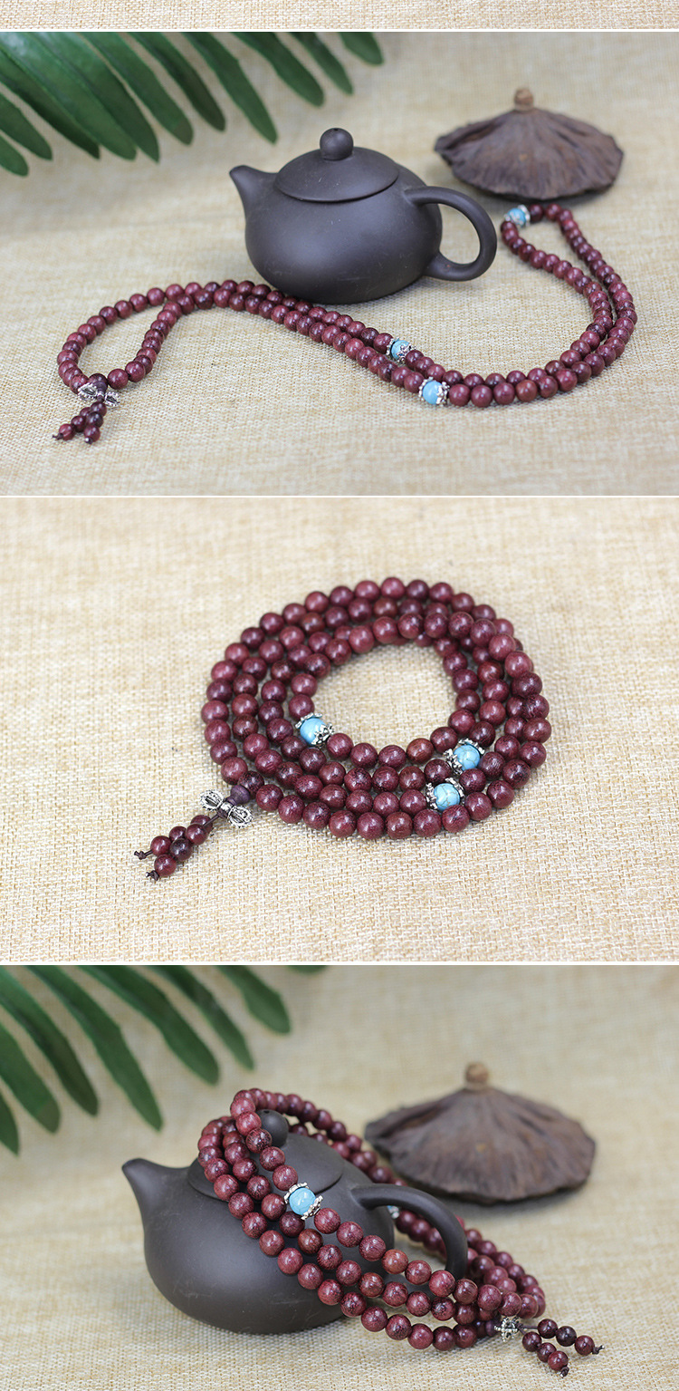 厂家供应玫瑰紫檀108颗紫罗兰佛珠手链 民族风情侣款手串饰品批发