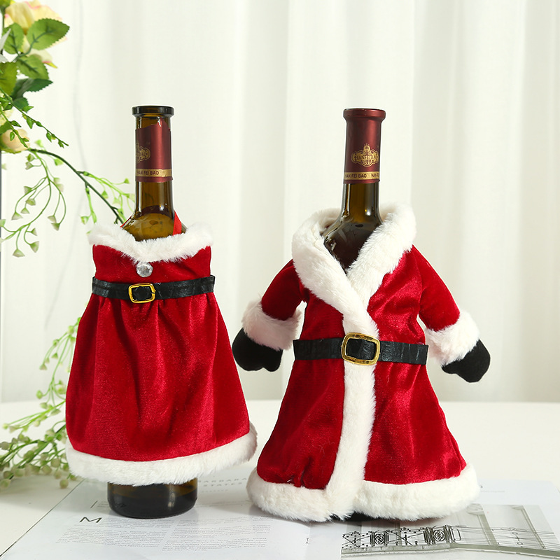 Christmas Party Supplies Home Fabric Christmas Flannel Clothes Cloak Wine Bottle Cover Wine Bottle Cover Wine Bottle Cover Bottle Cover