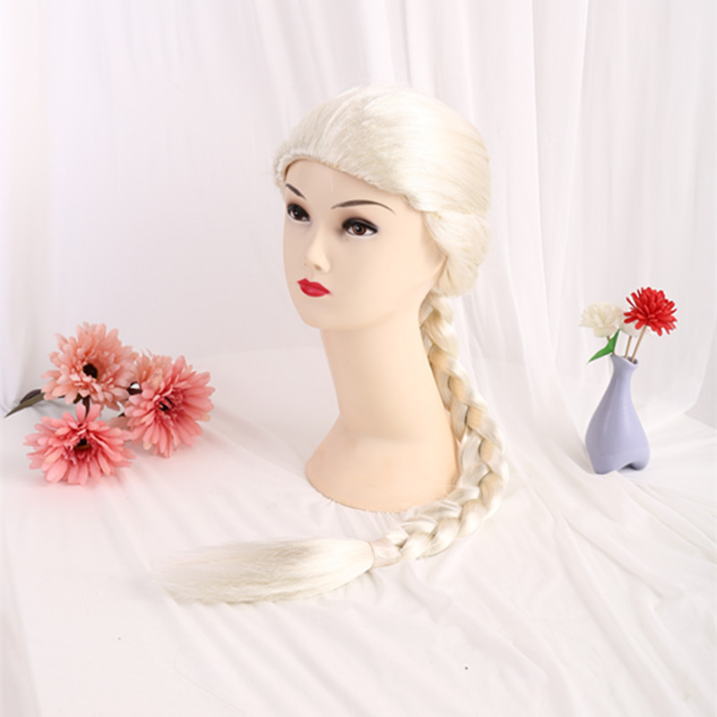 frozen elsa ponytail wig spot anime dress up princess elsa wig long hair cap thick braid braid